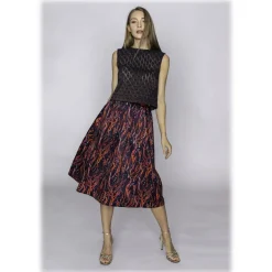 Leda Di Marti - Midi - Wide Satin Skirt - Leda Collection - Haute Couture Made in Italy - Luxury High Quality Skirt - Avvenice^ Skirts