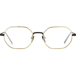 Linda Farrow - 520 C4 Angular Optical Frames - Nickel and Yellow Gold - Eyewear - Avvenice^ Sunglasses & Eyewear