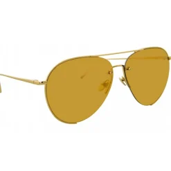 Linda Farrow - 624 C1 Aviator Sunglasses - Yellow Gold - Eyewear - Avvenice