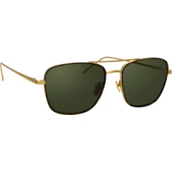 Linda Farrow - 559 C4 Aviator Sunglasses - Yellow Gold and Tortoiseshell - Eyewear - Avvenice