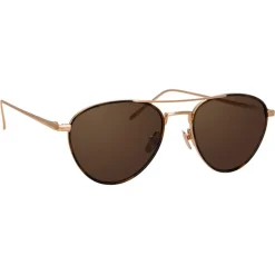 Linda Farrow - 739 C8 Aviator Sunglasses - Rose Gold and Tortoiseshell - Eyewear - Avvenice