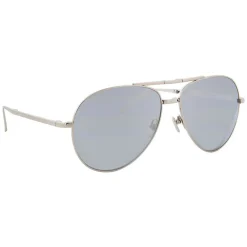 Linda Farrow - 518 C2 Aviator Sunglasses - White Gold - Eyewear - Avvenice