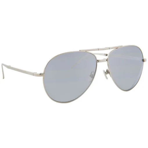 Linda Farrow - 518 C2 Aviator Sunglasses - White Gold - Eyewear - Avvenice