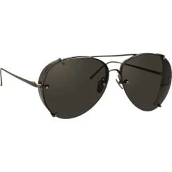 Linda Farrow - 729 C4 Aviator Sunglasses - Nickel - Eyewear - Avvenice