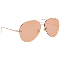 Linda Farrow - 574 C3 Aviator Sunglasses - Rose Gold - Eyewear - Avvenice