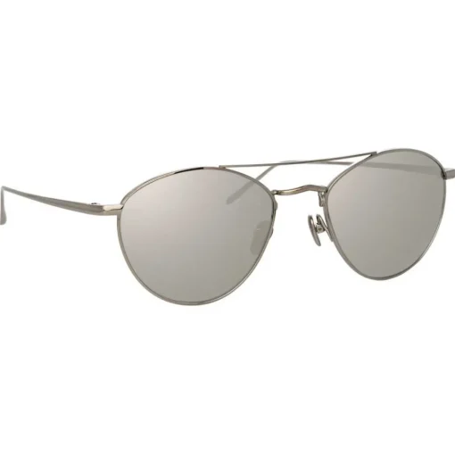 Linda Farrow - 876 C2 Aviator Sunglasses - White Gold - Eyewear - Avvenice