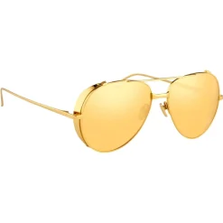 Linda Farrow - 426 C1 Aviator Sunglasses - Yellow Gold - Eyewear - Avvenice^ Sunglasses & Eyewear