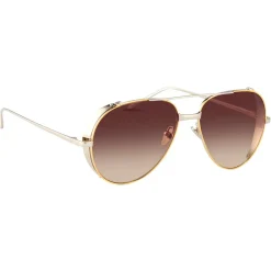 Linda Farrow - 426 C6 Aviator Sunglasses - Yellow Gold - Eyewear - Avvenice^ Sunglasses & Eyewear
