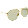 Linda Farrow - 425 C13 Aviator Sunglasses - Yellow Gold - Eyewear - Avvenice^ Sunglasses & Eyewear