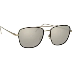 Linda Farrow - 559 C2 Aviator Sunglasses - White Gold & Black - Eyewear - Avvenice^ Sunglasses & Eyewear