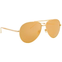 Linda Farrow - 518 C1 Aviator Sunglasses - Gold - Eyewear - Avvenice^ Sunglasses & Eyewear