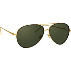 Linda Farrow - 702 C4 Aviator Sunglasses - Yellow Gold - Eyewear - Avvenice^ Sunglasses & Eyewear