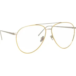 Linda Farrow - 744 C9 Aviator Optical Frames - Yellow Gold and White Gold - Eyewear - Avvenice^ Sunglasses & Eyewear