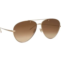 Linda Farrow - 859 C6 Aviator Sunglasses - Light Gold - Eyewear - Avvenice^ Sunglasses & Eyewear
