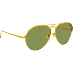 Linda Farrow - 594 C5 Aviator Sunglasses - Yellow Gold - Eyewear - Avvenice