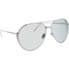 Linda Farrow - 425 C14 Aviator Sunglasses - White Gold - Eyewear - Avvenice
