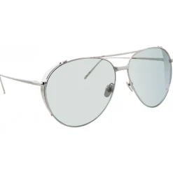 Linda Farrow - 425 C14 Aviator Sunglasses - White Gold - Eyewear - Avvenice