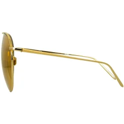 Linda Farrow - 624 C1 Aviator Sunglasses - Yellow Gold - Eyewear - Avvenice