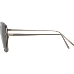 Linda Farrow - 559 C6 Aviator Sunglasses - Nickel & Black - Eyewear - Avvenice
