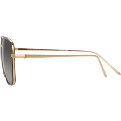 Linda Farrow - 559 C4 Aviator Sunglasses - Yellow Gold and Tortoiseshell - Eyewear - Avvenice