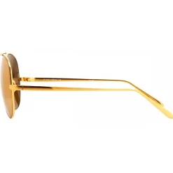 Linda Farrow - 128 C4 Aviator Sunglasses - Yellow Gold - Eyewear - Alessandra Ambrosio Official - Avvenice