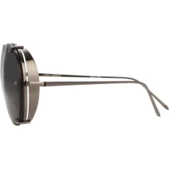 Linda Farrow - 729 C4 Aviator Sunglasses - Nickel - Eyewear - Avvenice