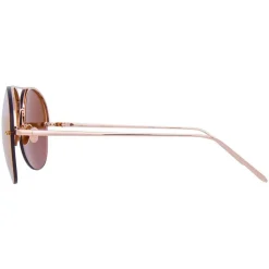 Linda Farrow - 574 C3 Aviator Sunglasses - Rose Gold - Eyewear - Avvenice