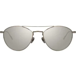 Linda Farrow - 876 C2 Aviator Sunglasses - White Gold - Eyewear - Avvenice
