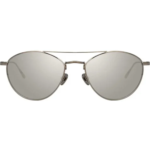 Linda Farrow - 876 C2 Aviator Sunglasses - White Gold - Eyewear - Avvenice