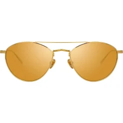 Linda Farrow - 876 C1 Aviator Sunglasses - Yellow Gold - Eyewear - Avvenice^ Sunglasses & Eyewear