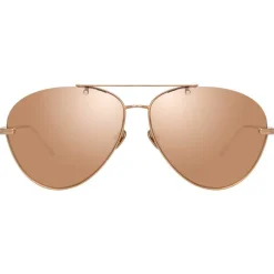 Linda Farrow - 859 C3 Aviator Sunglasses - Rose Gold - Eyewear - Avvenice^ Sunglasses & Eyewear