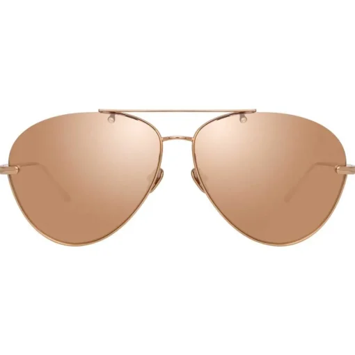 Linda Farrow - 859 C3 Aviator Sunglasses - Rose Gold - Eyewear - Avvenice^ Sunglasses & Eyewear
