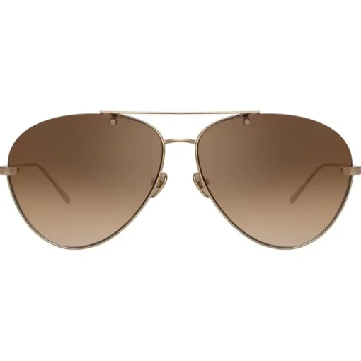 Linda Farrow - 859 C6 Aviator Sunglasses - Light Gold - Eyewear - Avvenice^ Sunglasses & Eyewear