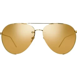 Linda Farrow - 624 C1 Aviator Sunglasses - Yellow Gold - Eyewear - Avvenice