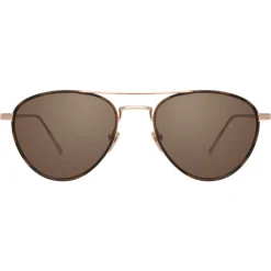 Linda Farrow - 739 C8 Aviator Sunglasses - Rose Gold and Tortoiseshell - Eyewear - Avvenice