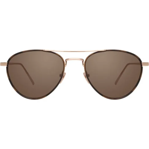 Linda Farrow - 739 C8 Aviator Sunglasses - Rose Gold and Tortoiseshell - Eyewear - Avvenice