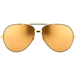 Linda Farrow - 128 C4 Aviator Sunglasses - Yellow Gold - Eyewear - Alessandra Ambrosio Official - Avvenice