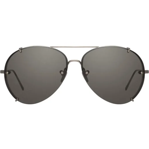 Linda Farrow - 729 C4 Aviator Sunglasses - Nickel - Eyewear - Avvenice