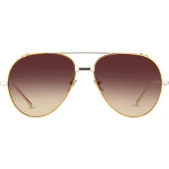 Linda Farrow - 426 C6 Aviator Sunglasses - Yellow Gold - Eyewear - Avvenice^ Sunglasses & Eyewear