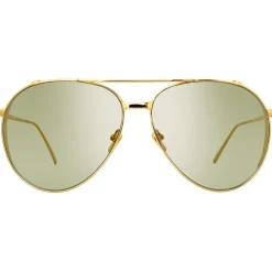 Linda Farrow - 425 C13 Aviator Sunglasses - Yellow Gold - Eyewear - Avvenice^ Sunglasses & Eyewear