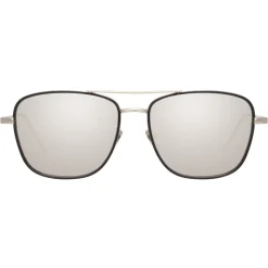 Linda Farrow - 559 C2 Aviator Sunglasses - White Gold & Black - Eyewear - Avvenice^ Sunglasses & Eyewear