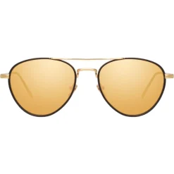 Linda Farrow - 739 C1 Aviator Sunglasses - Yellow Gold & Black - Eyewear - Avvenice^ Sunglasses & Eyewear