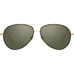 Linda Farrow - 702 C4 Aviator Sunglasses - Yellow Gold - Eyewear - Avvenice^ Sunglasses & Eyewear