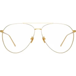 Linda Farrow - 744 C9 Aviator Optical Frames - Yellow Gold and White Gold - Eyewear - Avvenice^ Sunglasses & Eyewear