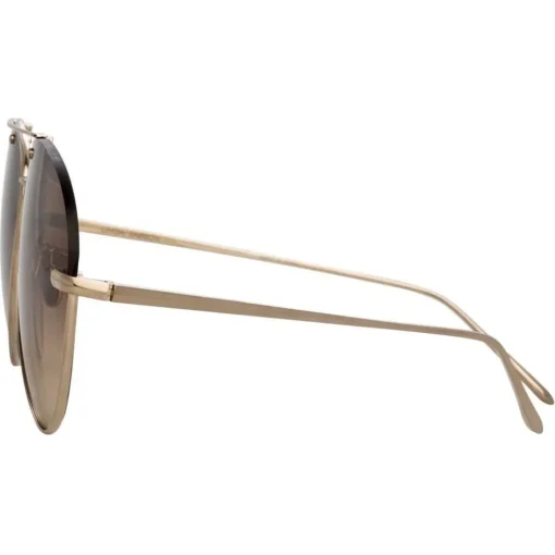 Linda Farrow - 859 C6 Aviator Sunglasses - Light Gold - Eyewear - Avvenice^ Sunglasses & Eyewear