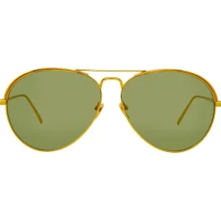 Linda Farrow - 594 C5 Aviator Sunglasses - Yellow Gold - Eyewear - Avvenice