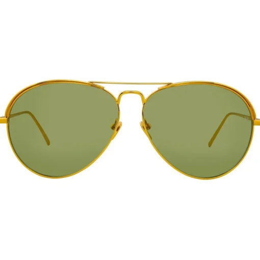 Linda Farrow - 594 C5 Aviator Sunglasses - Yellow Gold - Eyewear - Avvenice