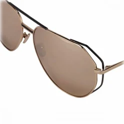 Linda Farrow - 351 C7 Aviator Sunglasses - Rose Gold - Eyewear - Avvenice