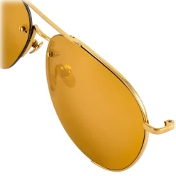 Linda Farrow - 624 C1 Aviator Sunglasses - Yellow Gold - Eyewear - Avvenice