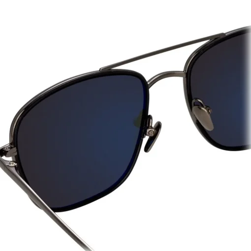 Linda Farrow - 559 C6 Aviator Sunglasses - Nickel & Black - Eyewear - Avvenice